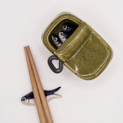 Sardine Chopstick Holder Set - Rustic Olive